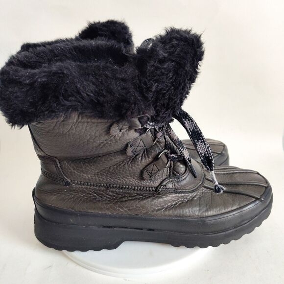 SPERRY Shoes - Sperry Winter Boots Olive Green Leather Rubber Size 9 Insulated Maritime Fur